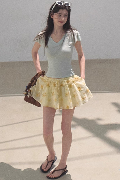 Embroidered Lyocell Puffy A-Line Skirt