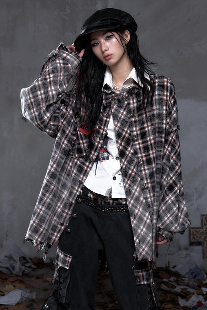 Gray Plaid Punk Shirt