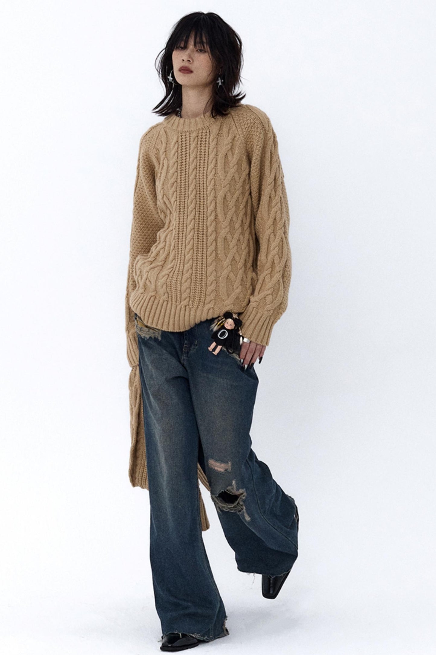 Retro Cable Loose Knitwear
