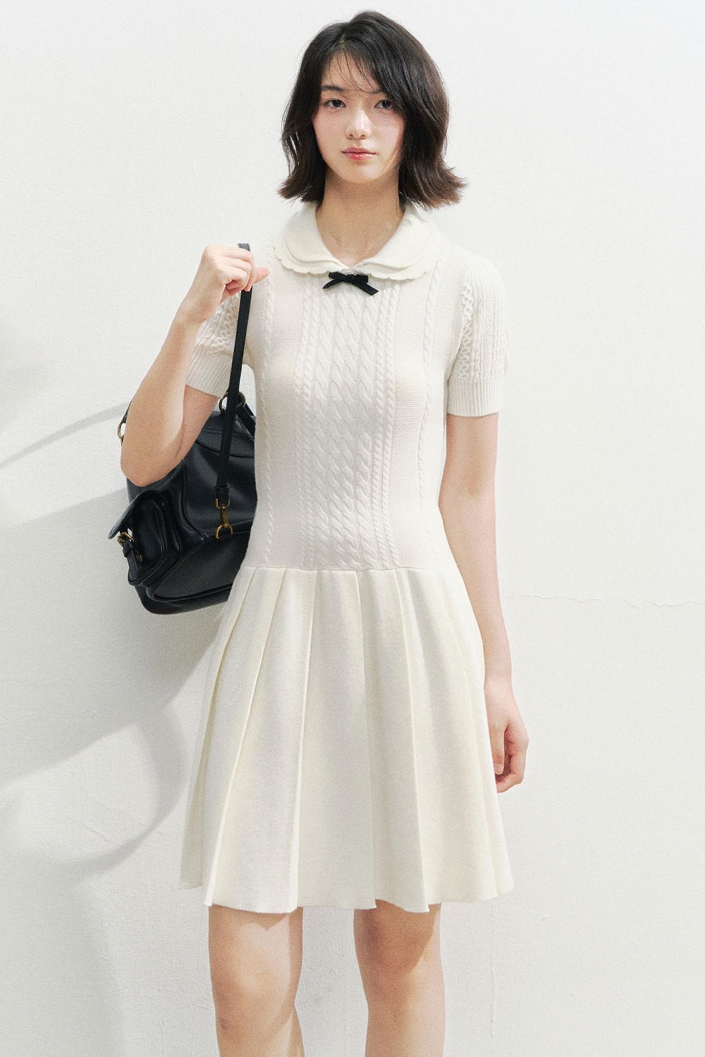 Slim Knit Pleated Dress