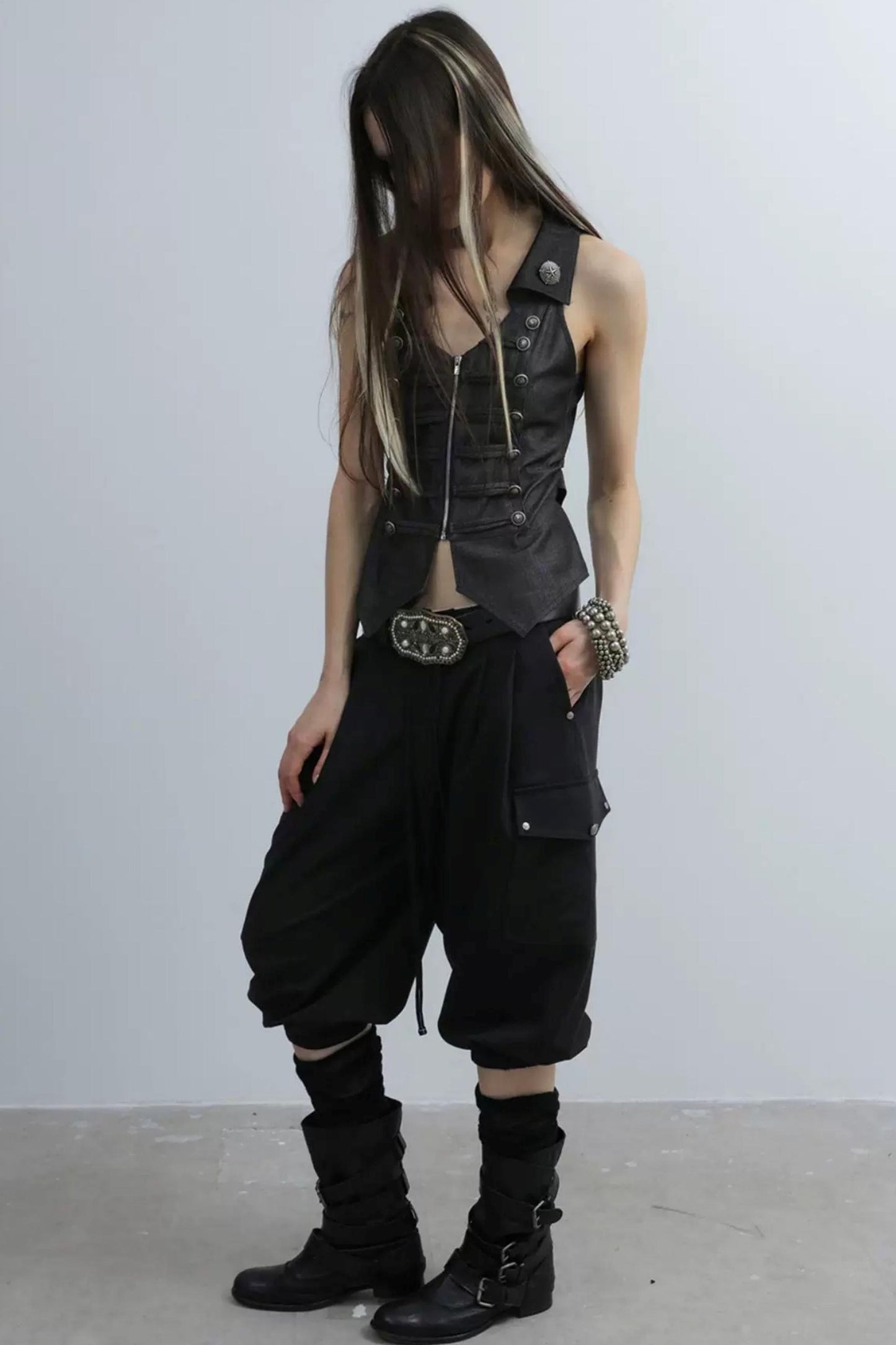 Equestrian Cargo Pleated Cuffed Pants