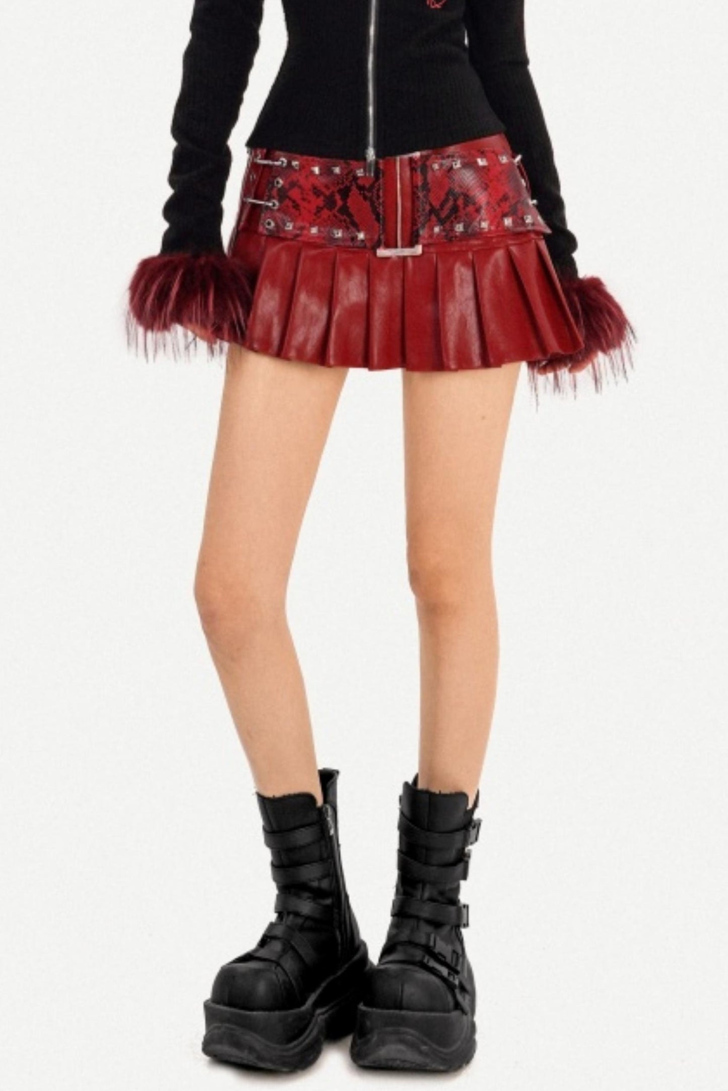 Dark Red Leather Skirt