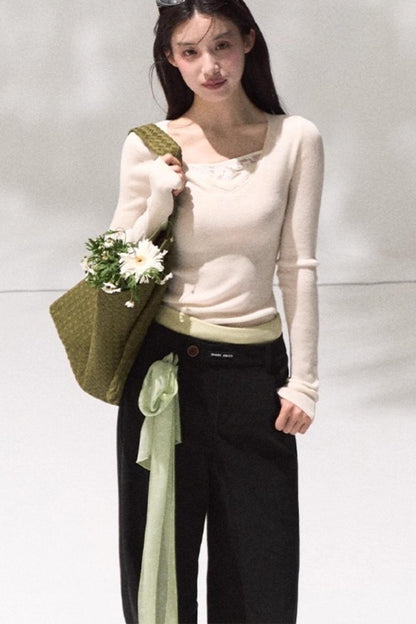 Linear Corduroy Straight Drape Pants