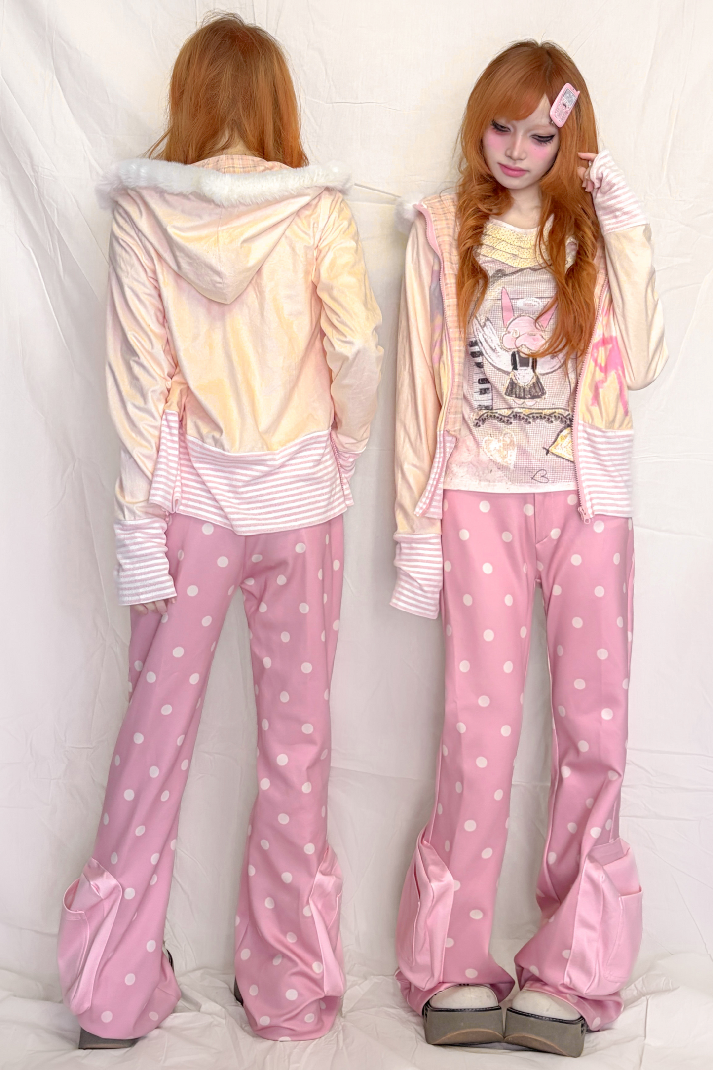 Rosa gepunktete Sweatpants
