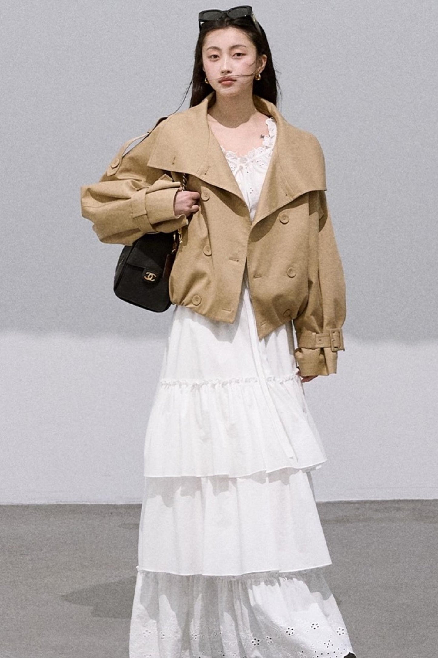 Cotton Strappy White Shirt Two-Piece Set-Up