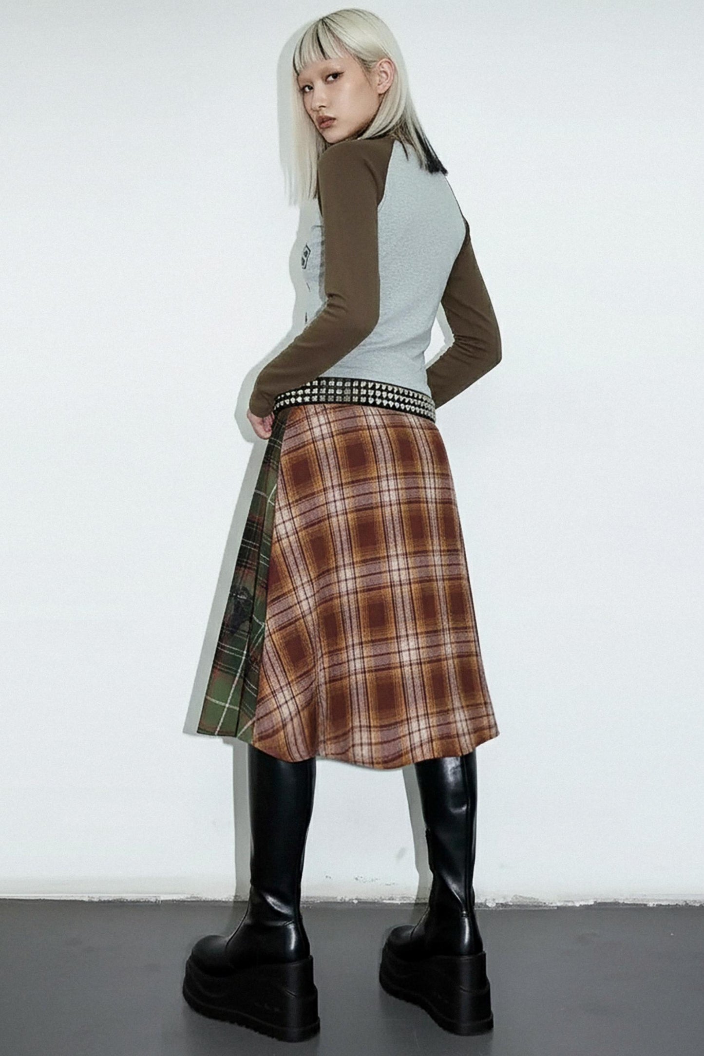 Punk Plaid Layered Skirt