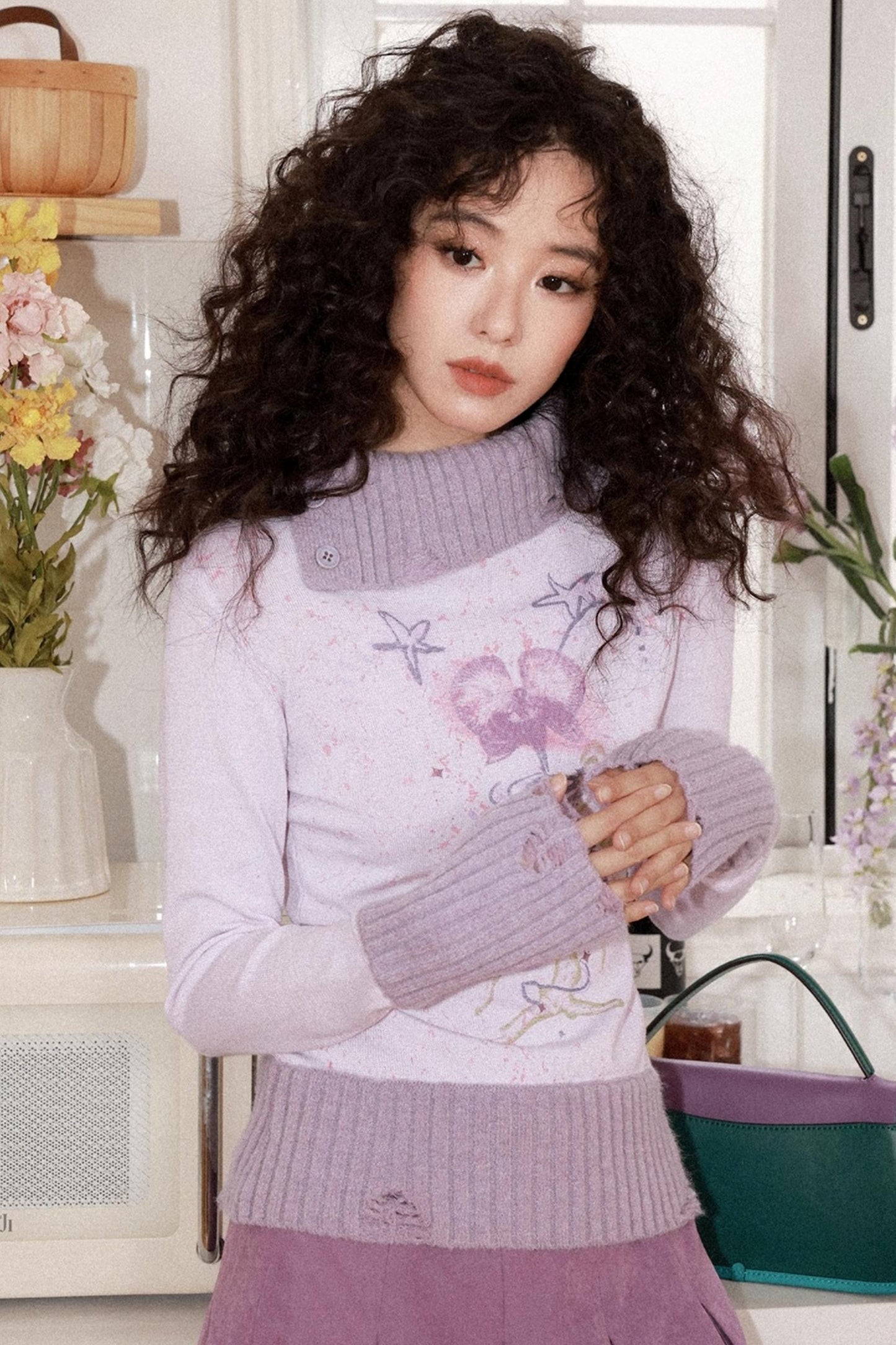 Flowers in Bloom Purple Sweater