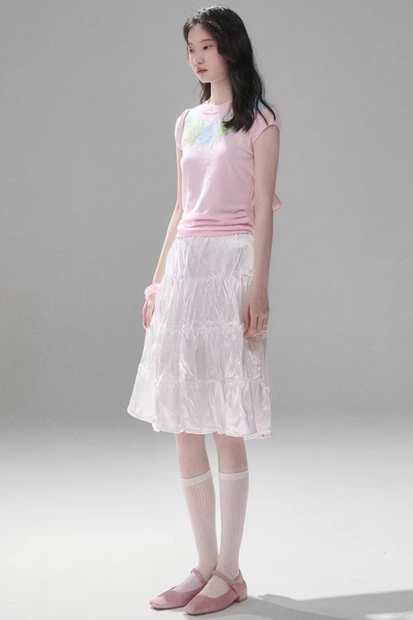 Sparkling Pearlescent Satin Skirt