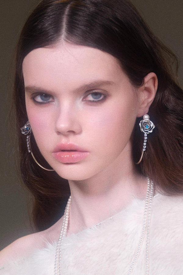 Vintage Rose Zircon Hoop Earrings