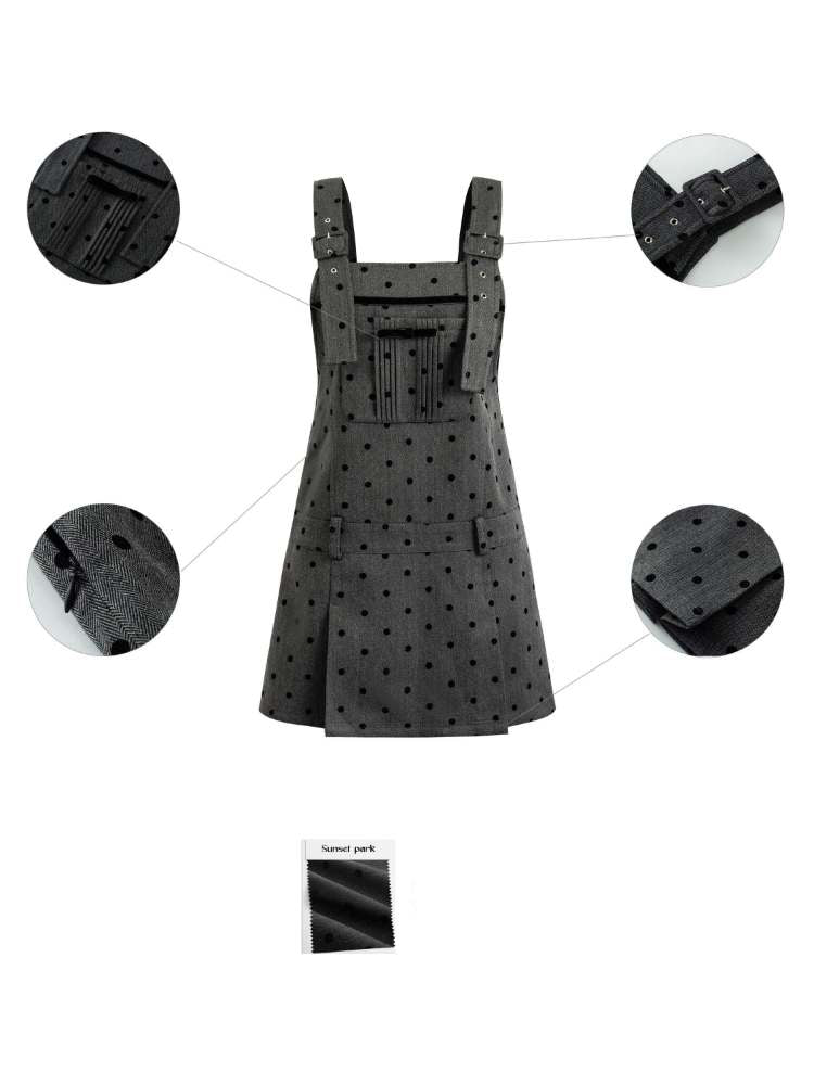 Retro Polka Dot Suspender Dress