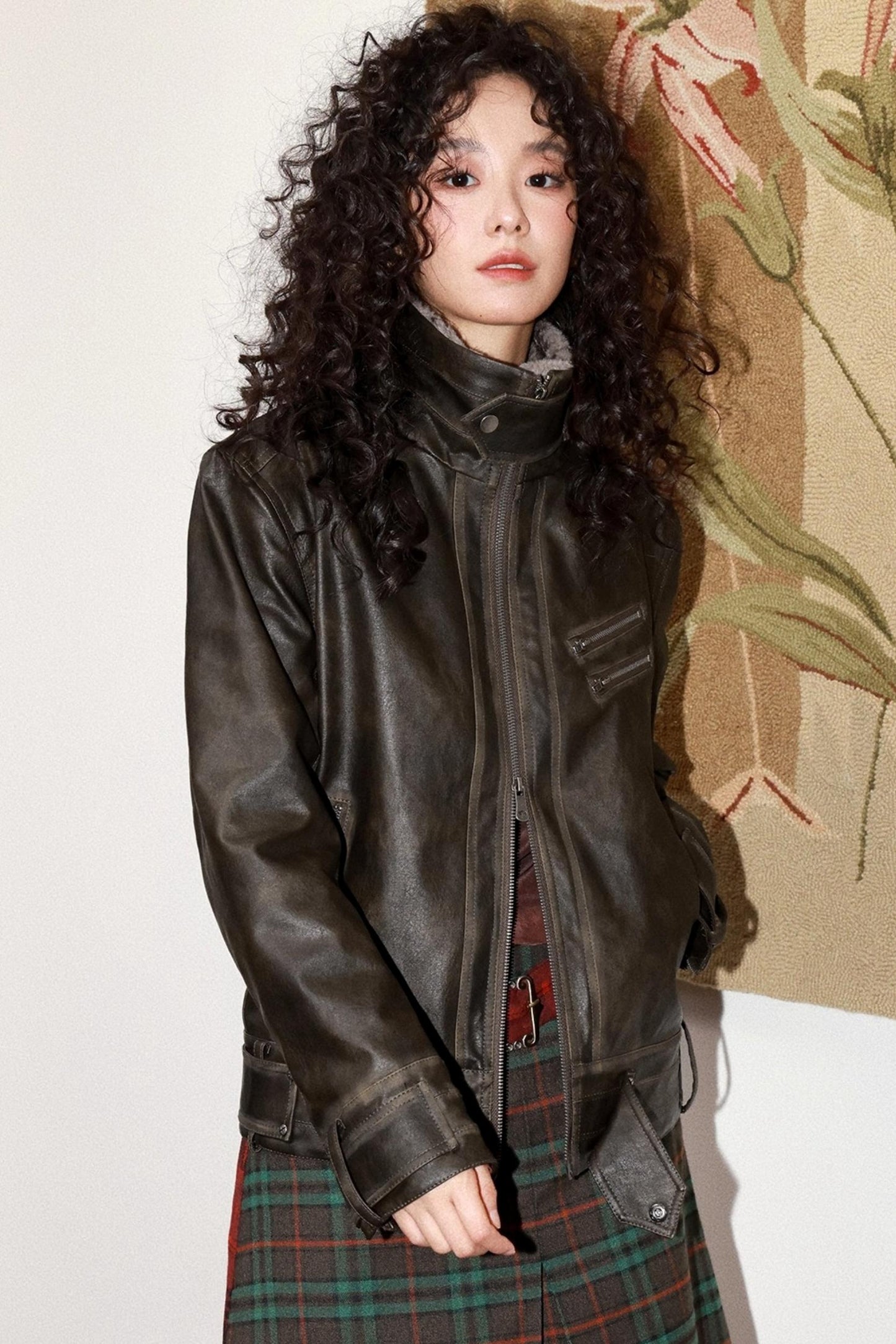 Coffee Faux Fur Collar Jacket