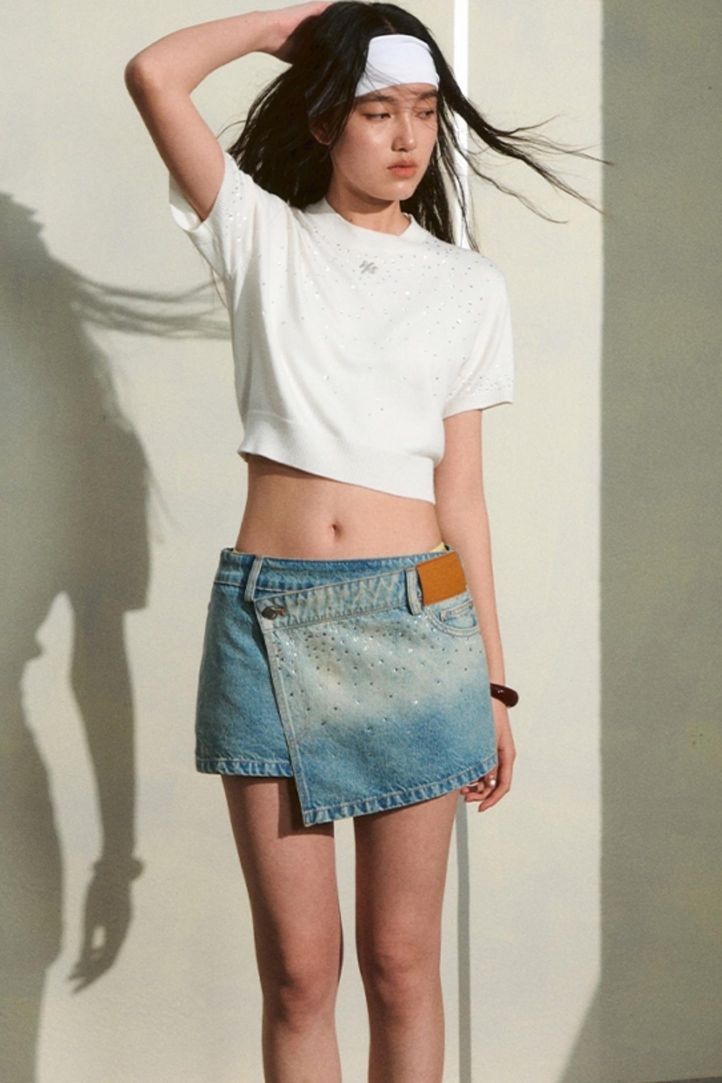 Origami Denim A-line Skirt