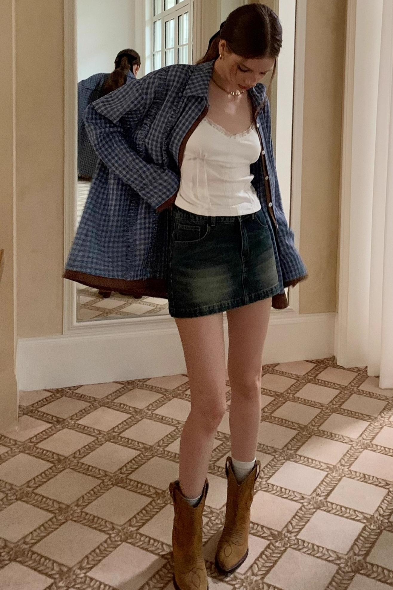 Vintage A-Line High-Waisted Slim Skirt