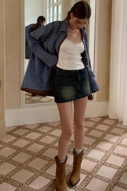 Vintage A-Line High-Waisted Slim Skirt