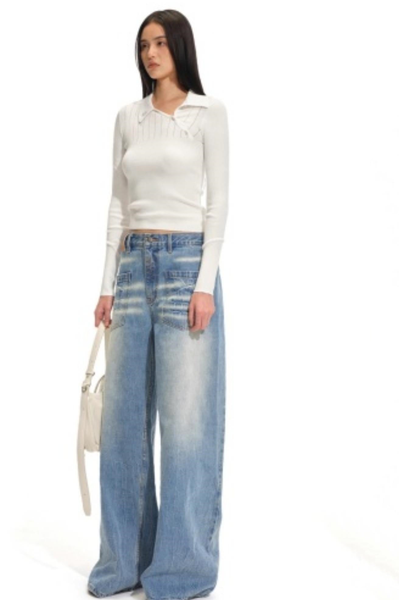 Diagonal Placket Knit Top