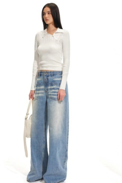 Diagonal Placket Knit Top