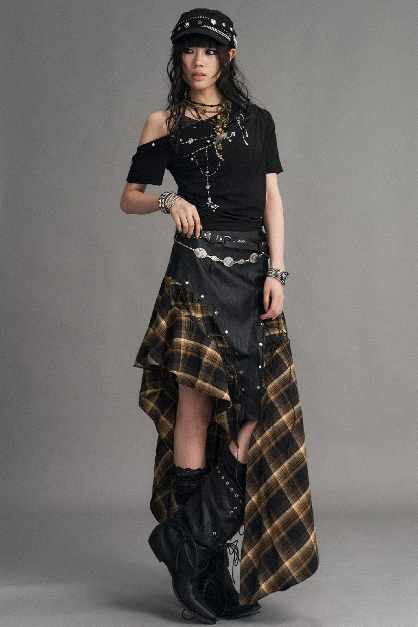 Punk Retro Plaid Skirt