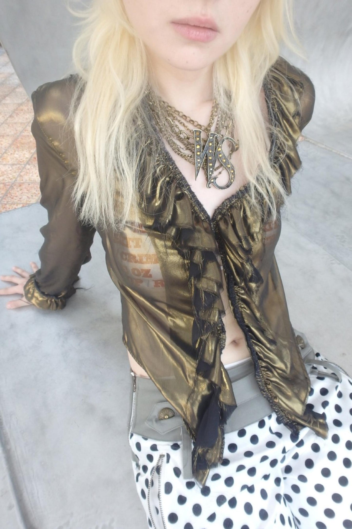 Metallic Bronze Mesh Cardigan