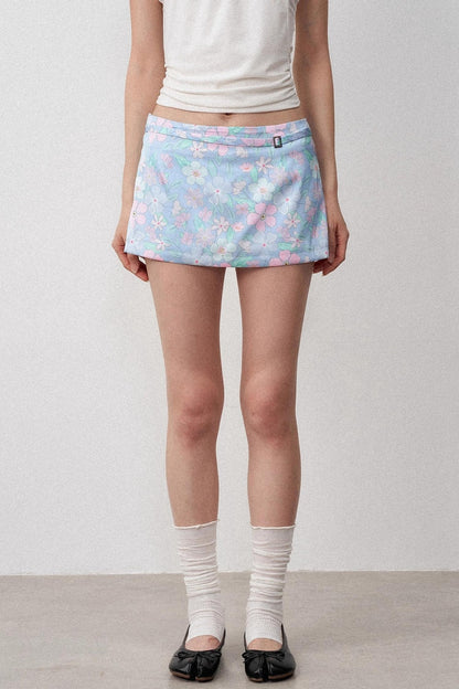 Colorful Floral Low Waist Micro A Hip Slimming Skirt