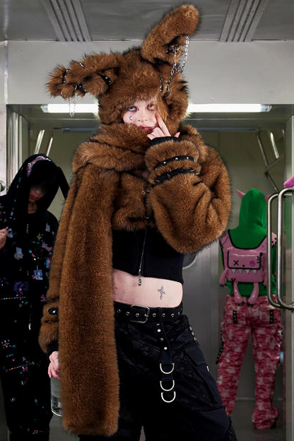 Long-Haired Patchwork Rabbit Hat