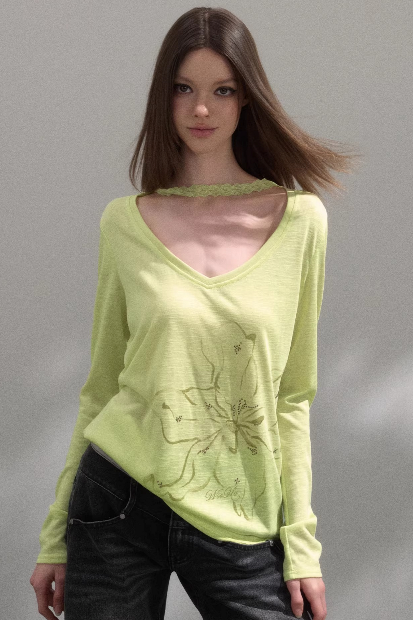 V-Neck Printed Blouse