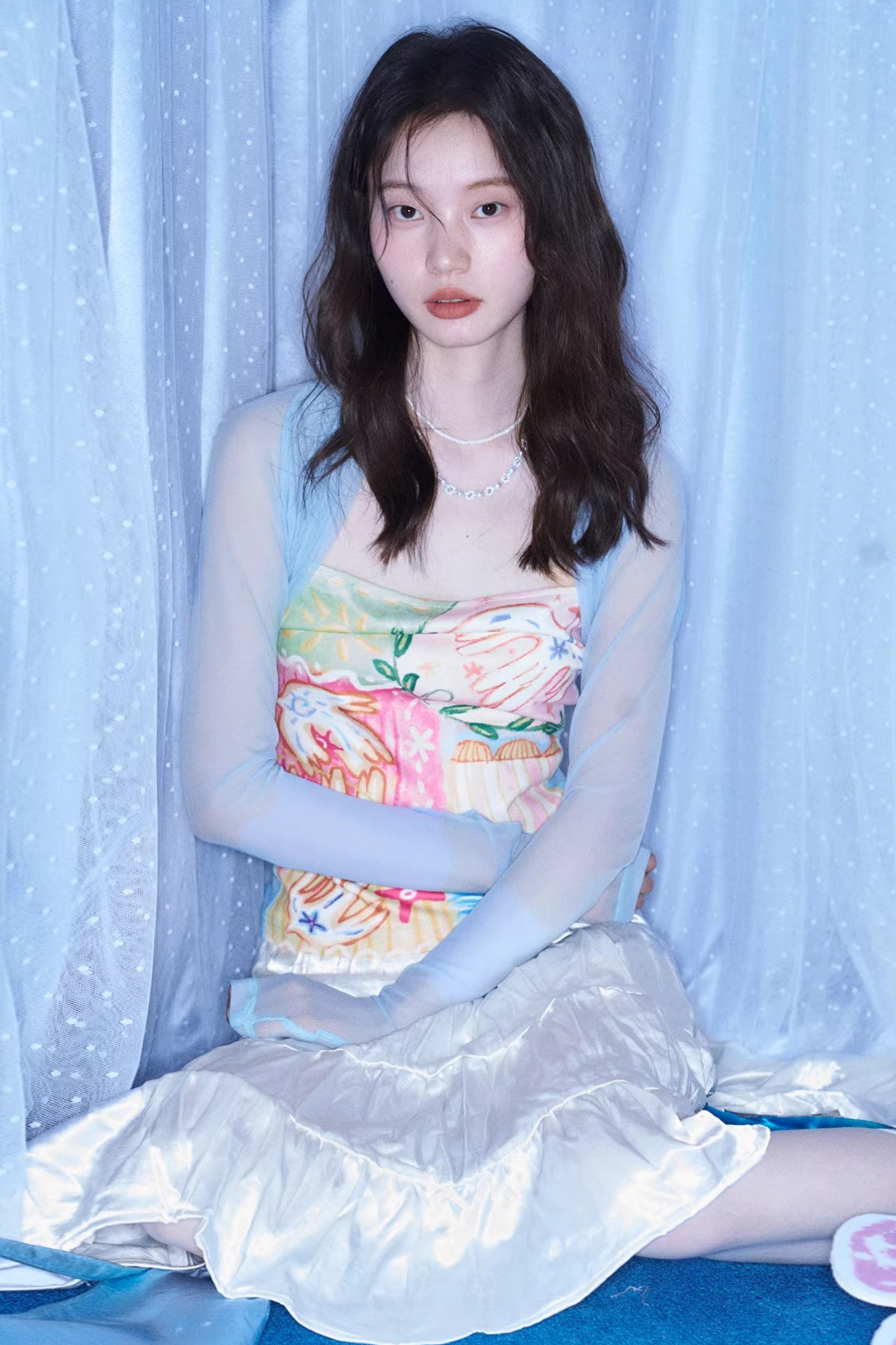 Mesh Splicing Hand-Painted Vest Top