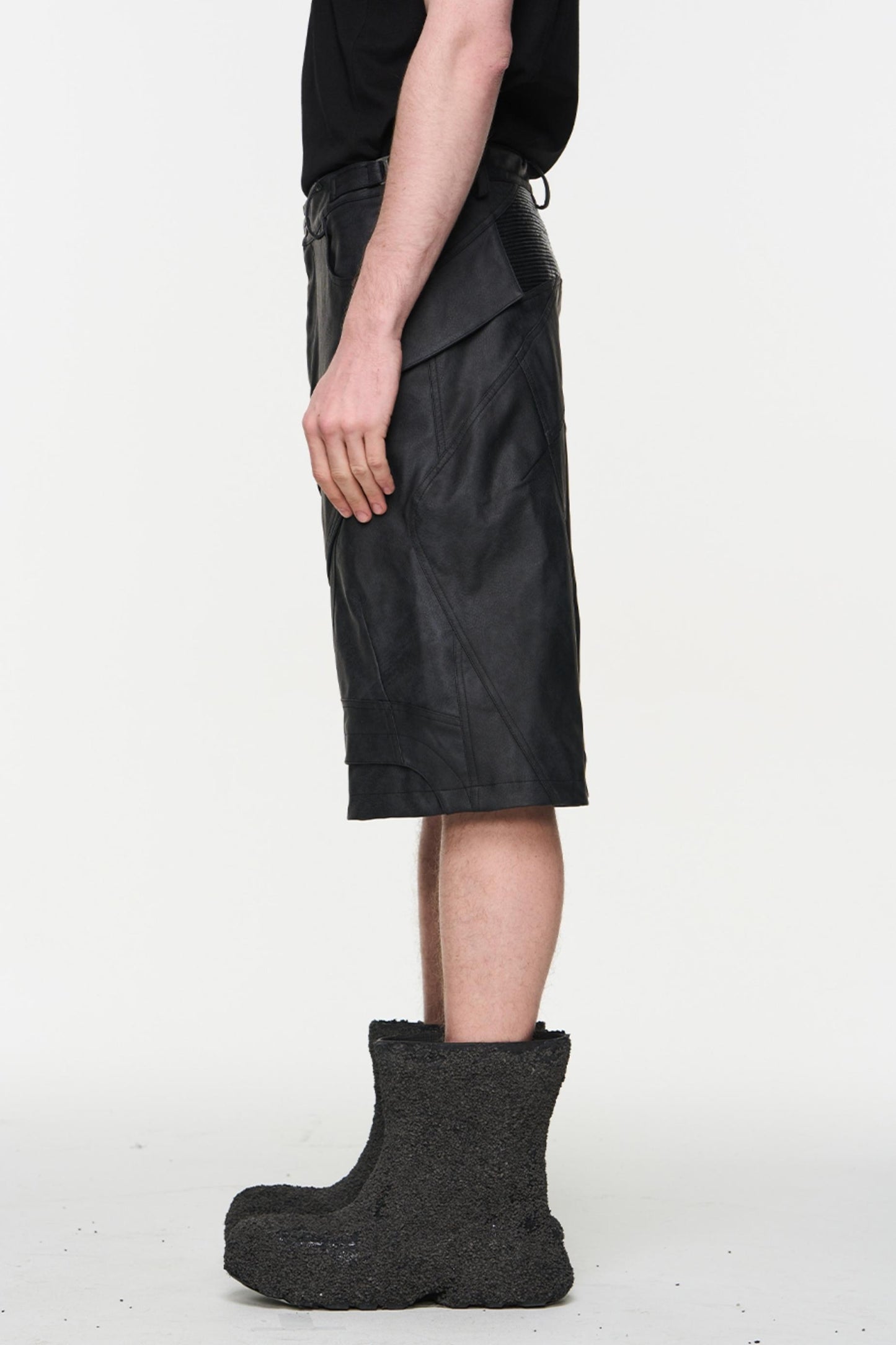 Patchwork Leather Shorts