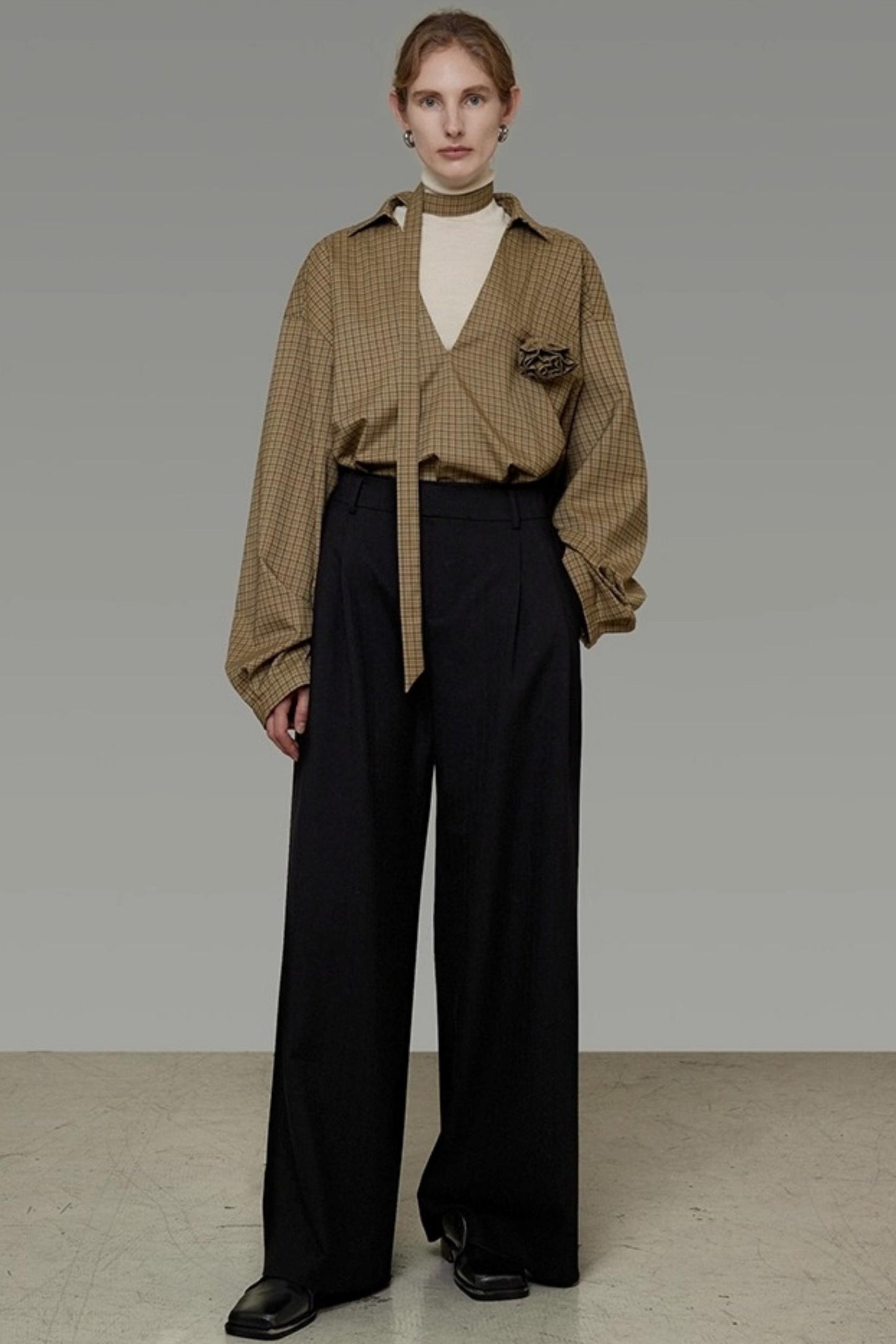 Vintage Fall V-Neck Striped Shirt