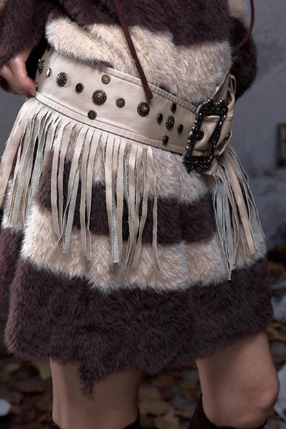 Vintage Punk Fringe Leather Belt