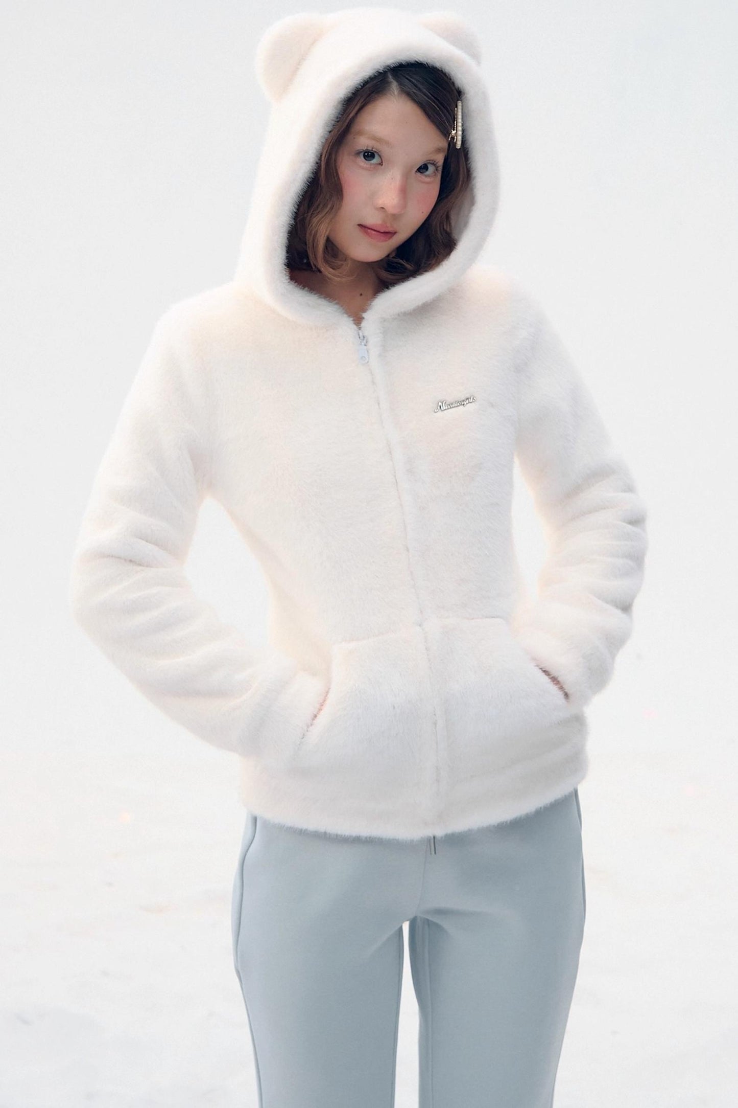 Sky Blue Teddy Bear Jacket Set-Up