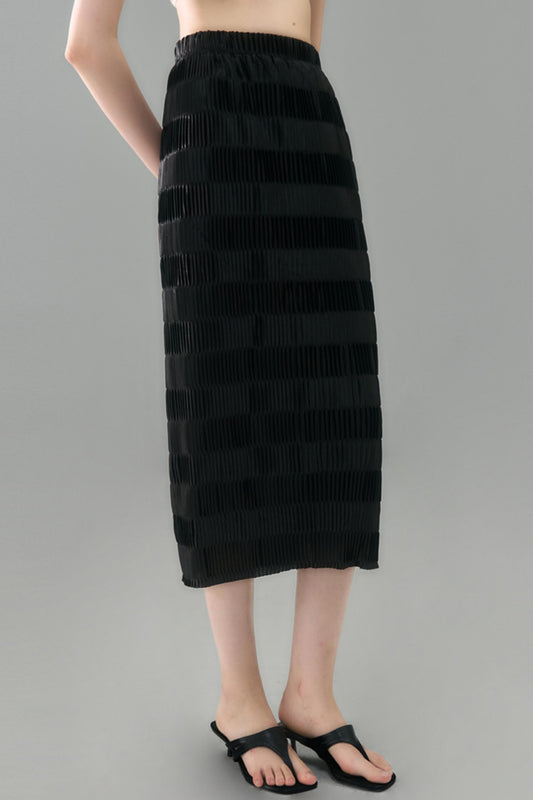 Mercerized Pleated Check Skirt
