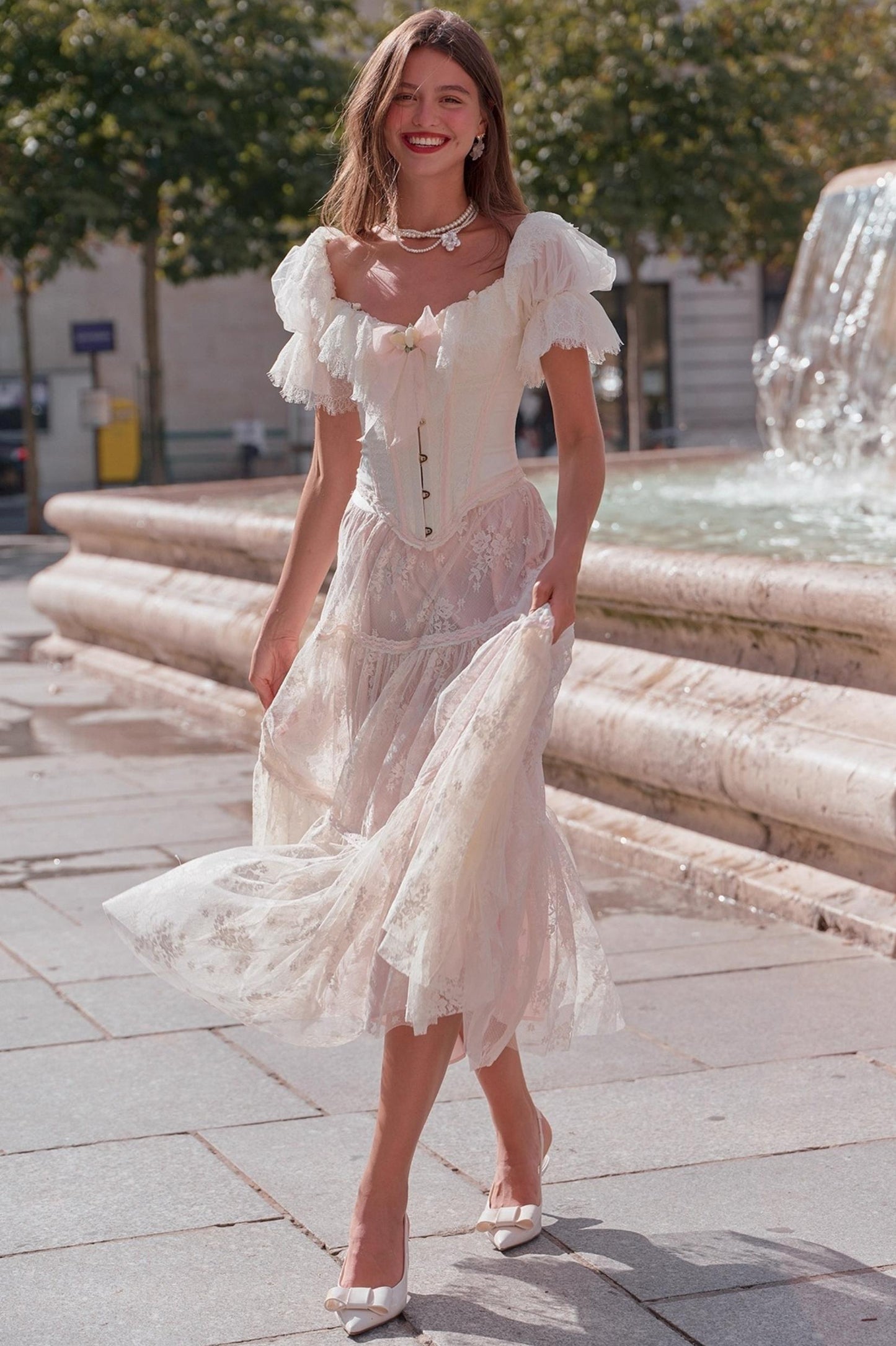 Morning Dew Lace Skirt Set-Up