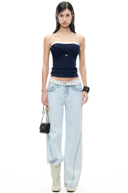 Lace Knit Ruched Vest