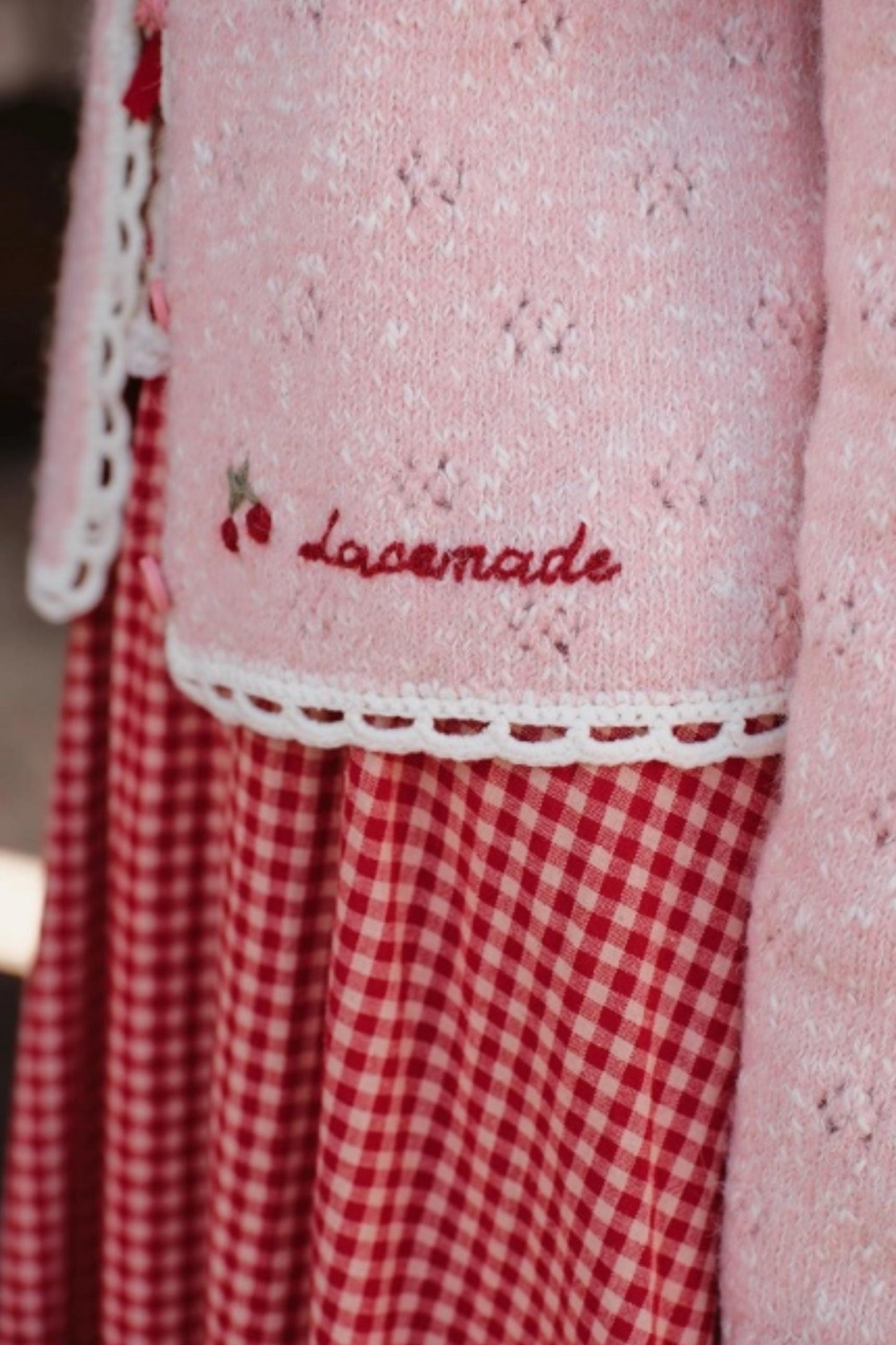 Pink Wool Knit Cardigan Set-Up