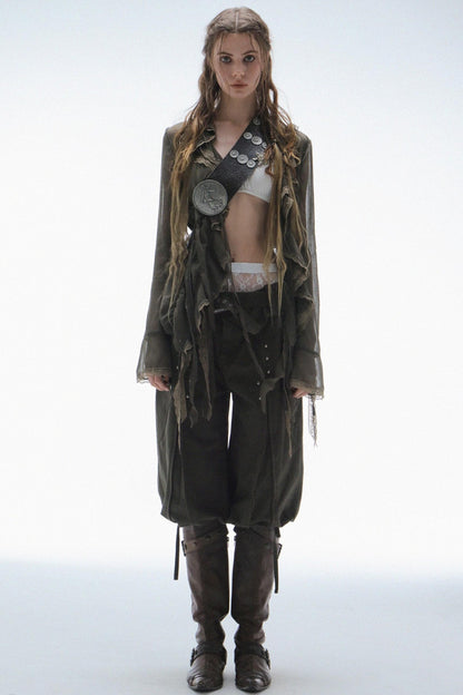 Ruffled Chiffon Yarn Shirt