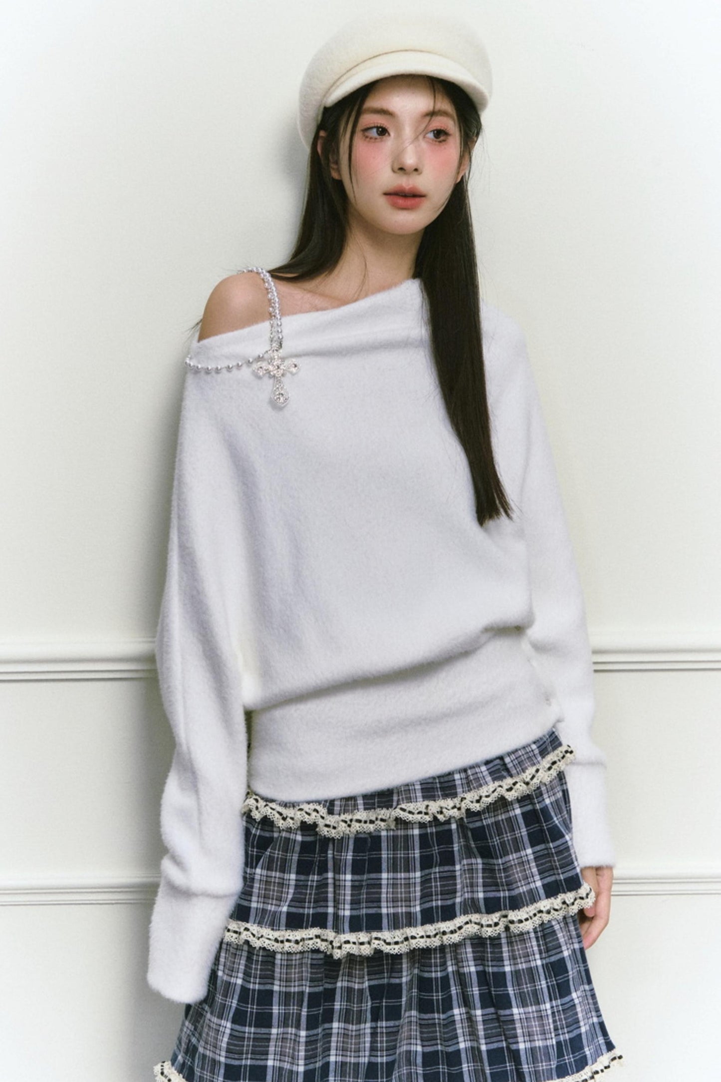 White Foaminck Slouch Sweater