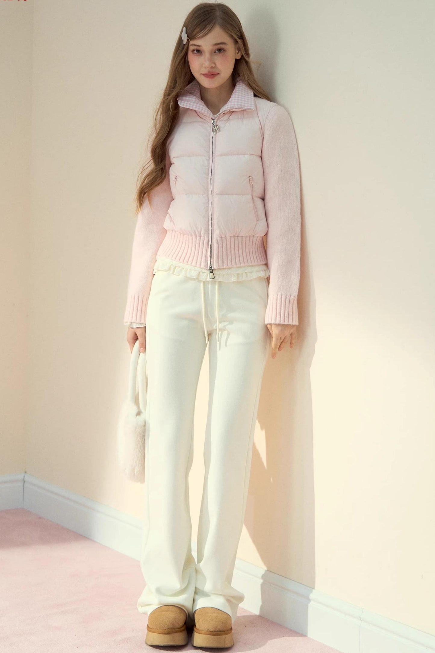 Pink Cloud Knitted Patchwork Jacket