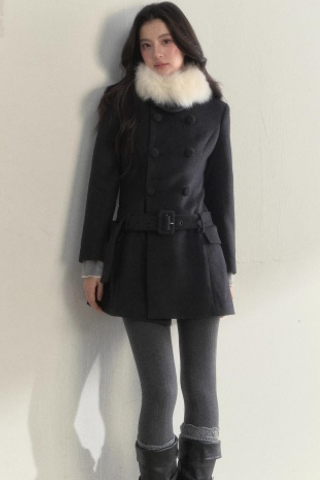 Double Breasted Low-Belt Mid-Length Coat