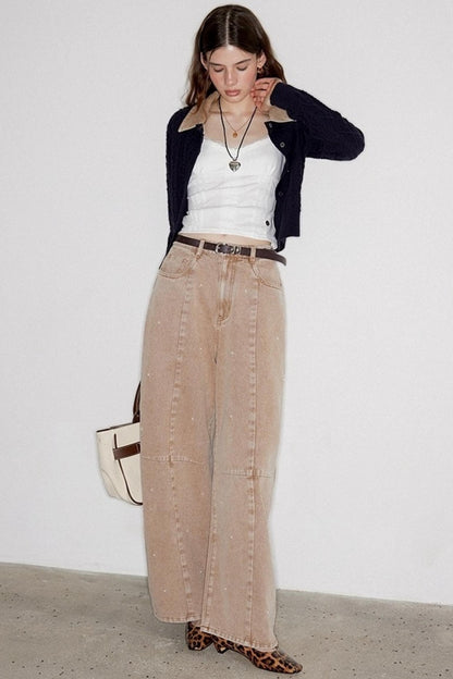 Washed Nail Beads Loose Scimitar Jeans