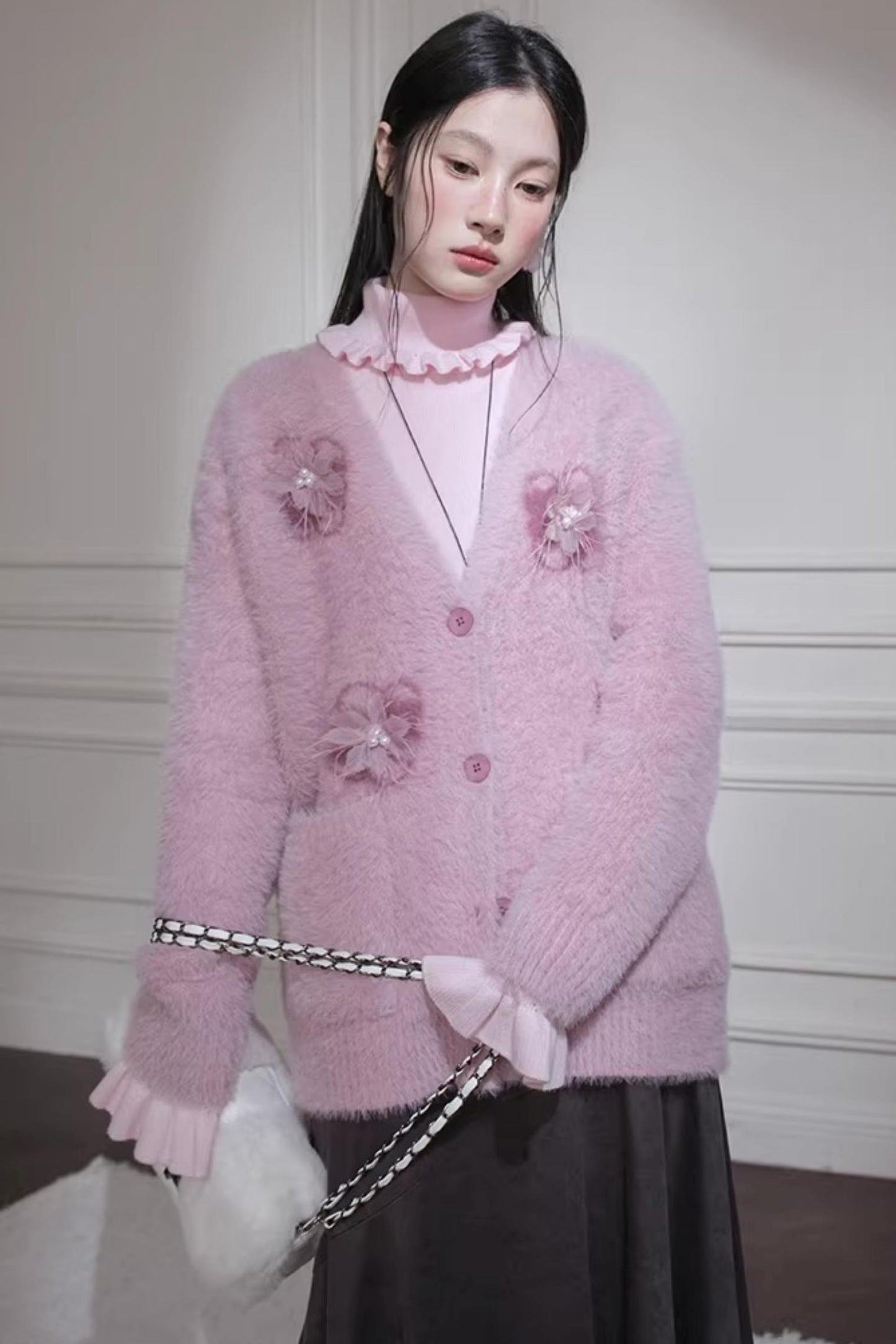 Human Pink Feder-Cardigan