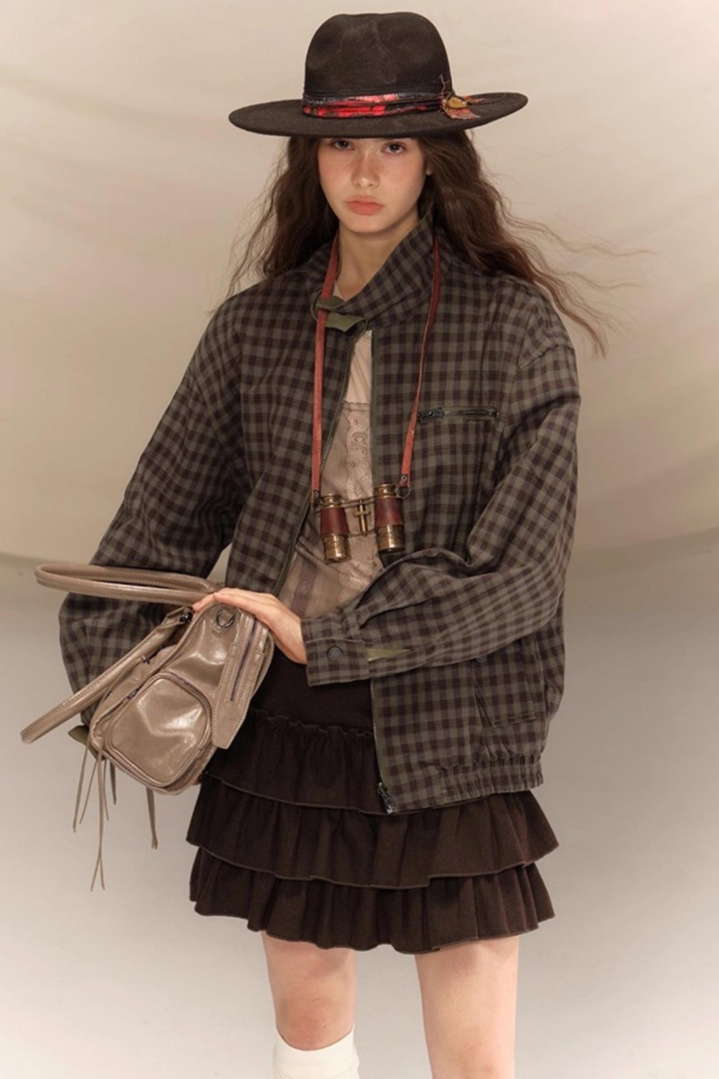 Linen Plaid Double Sided Jacket