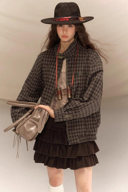 Linen Plaid Double Sided Jacket