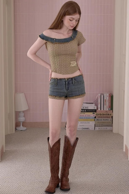 Distressed Denim Shorts