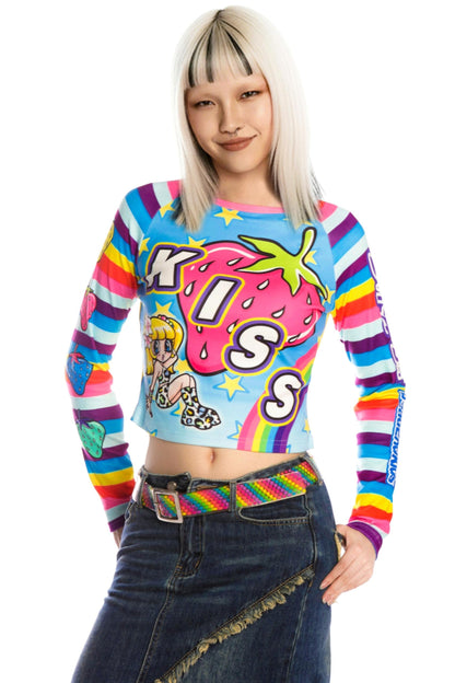 Sweet Printed Raglan Top