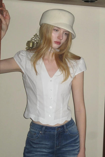 Petal Wave Hem Blouse