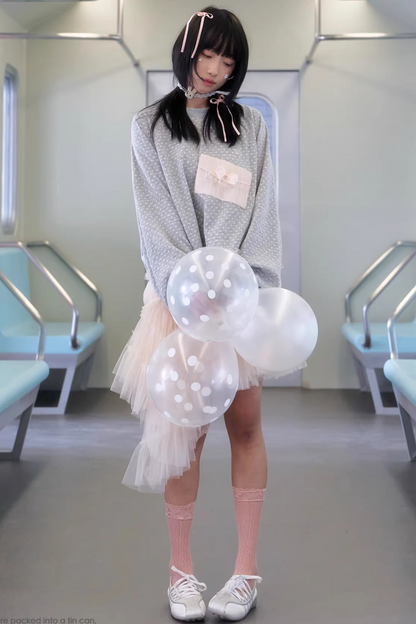 Gepunktetes Spitzen-Sweatshirt