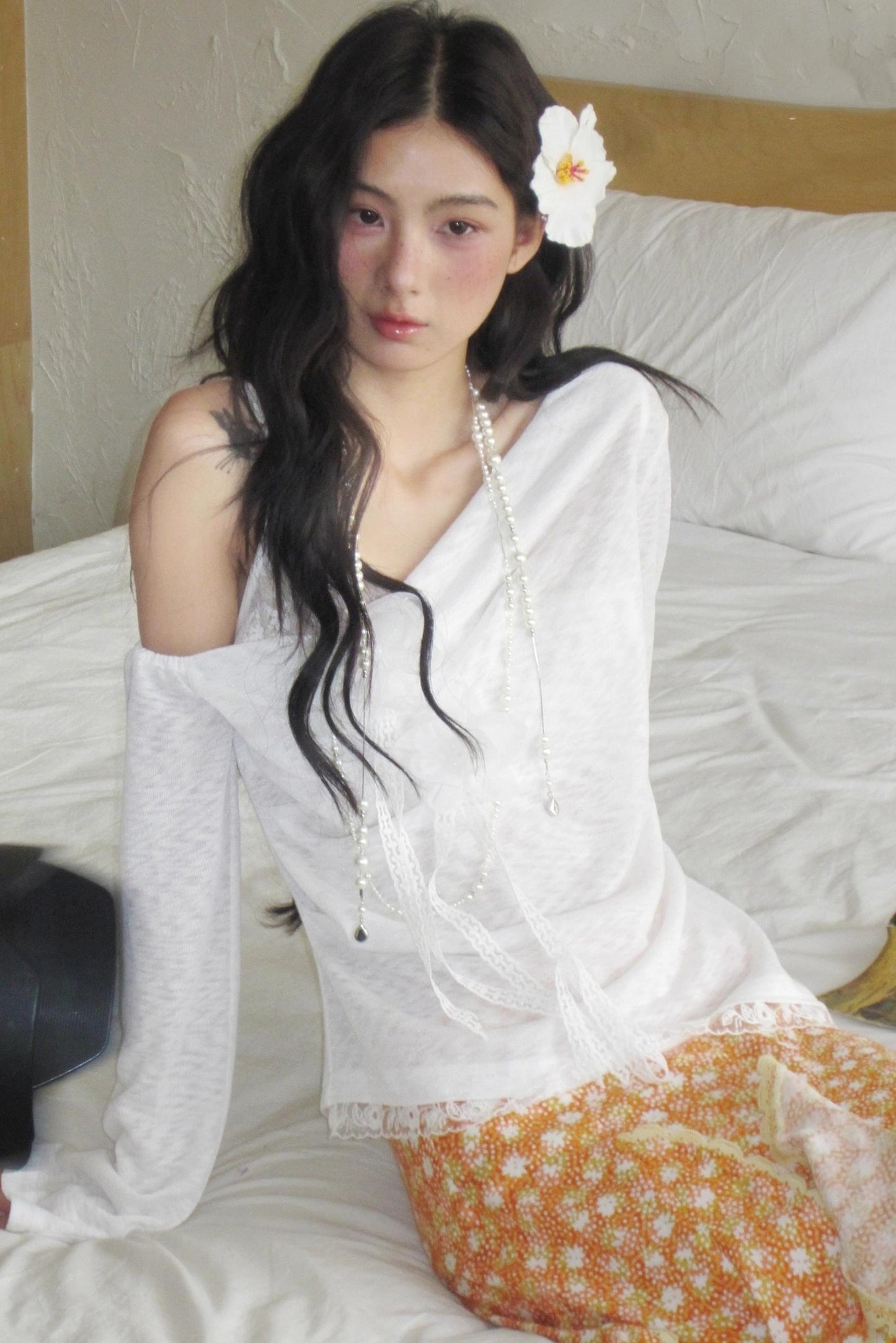 Pale Yellow Lace Knitted Top