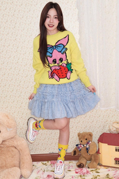 Peach Heart Animal Sweater