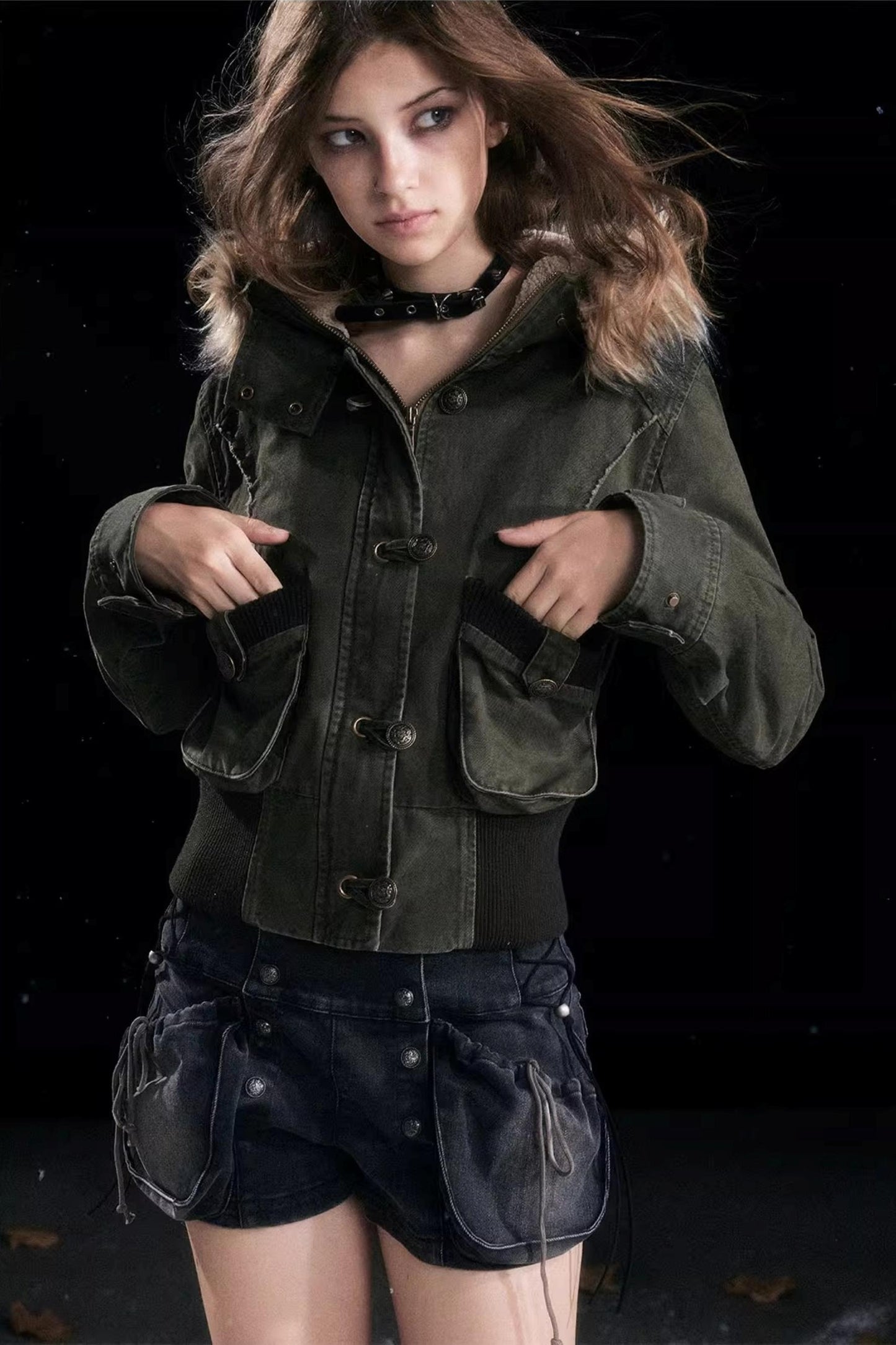 Autumn Flower Bud Denim Shorts