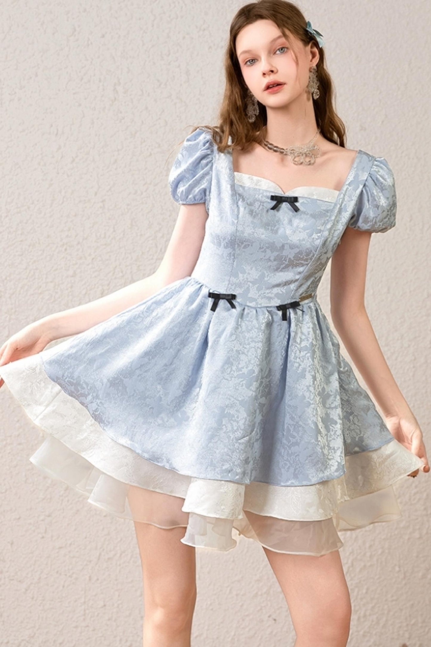 Princess Waist Bubble Sleeve Dress